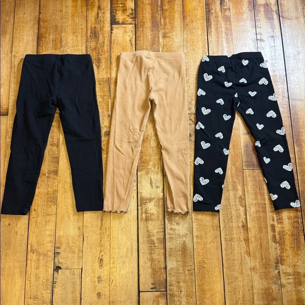 Old Navy Leggings Black Tan Heart Print Leggings 4T cotton bundle